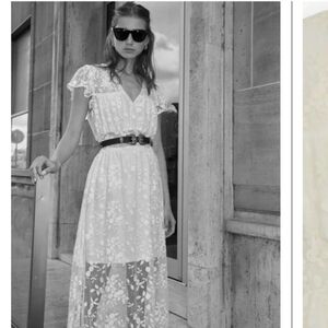 The Kooples Ecru Lace Sheer Details Embroidered Dress